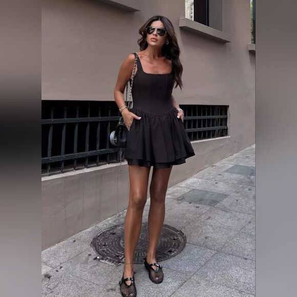 NWT ZARA NEW ZARA 2024 BLACK GATHERED CORSETRY-INSPIRED DRESS  3067/267 800 - Picture 2 of 6